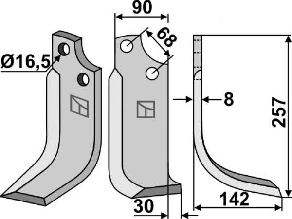 Fräsmesser 257x90mm, rechts